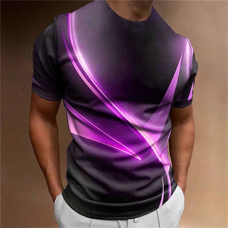 Camiseta de correr casual para hombre con estampado digital 3D, secado rápido, cuello polo suave, estilo ajustado, manga corta, tejido de punto, talla grande