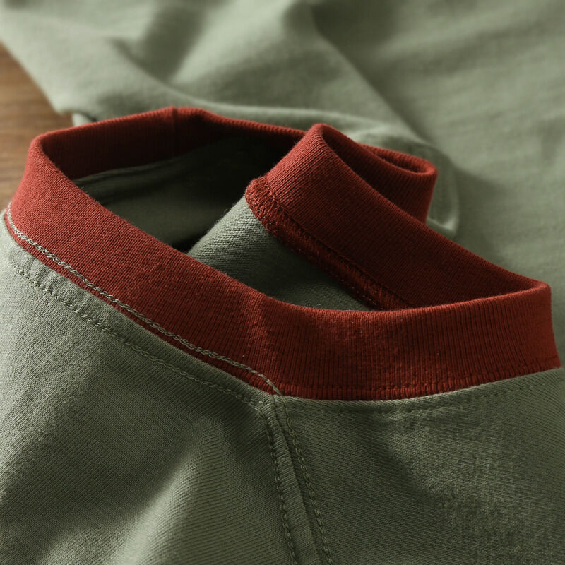 Fabricante mayorista camiseta de costura de color en bloque de costura unisex de peso pesado de alta calidad camiseta de parcheado de dos tonos