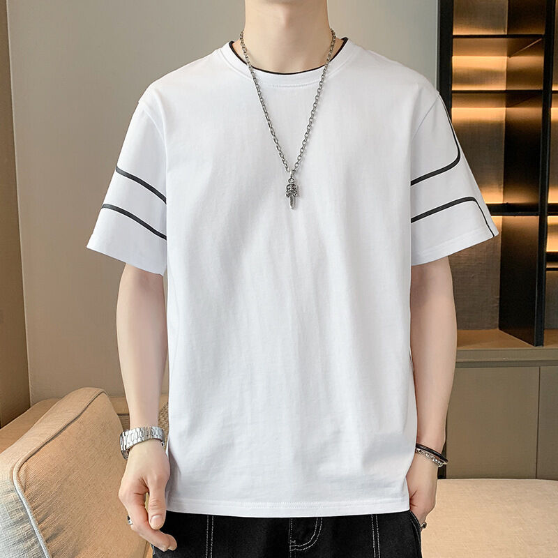 OEM logotipo personalizado bordado diseño impreso para hombres camiseta de manga corta con parte superior suelta camiseta de manga media de verano