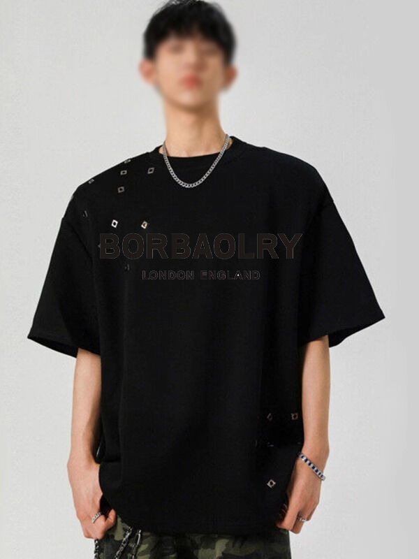 OEM Negro camiseta de gran tamaño de los hombres de lavado de ácido gráfico Vintage T-Shirt personalizado Dtg mayorista lavado T-Shirt de peso pesado