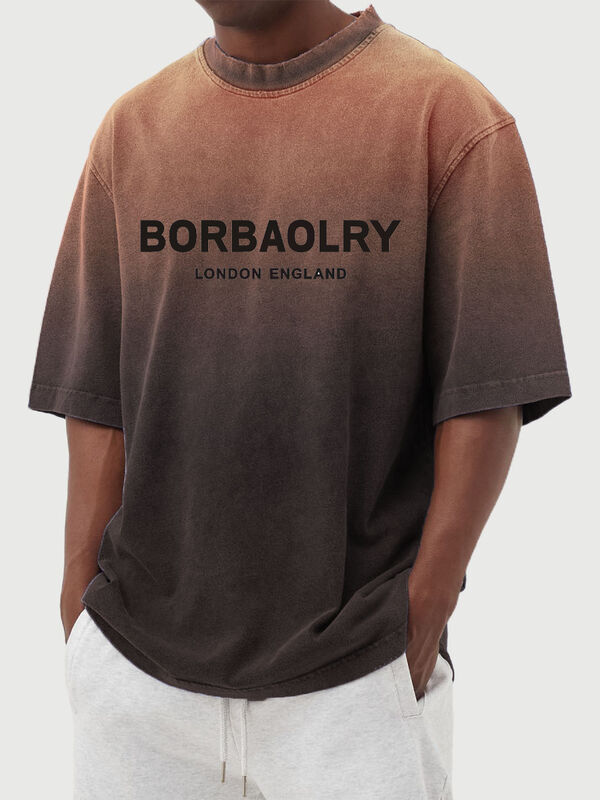 Camiseta de manga corta de hombre lavado en gradiente de calle personalizado Casual Tops masculinos de verano ropa mayorista