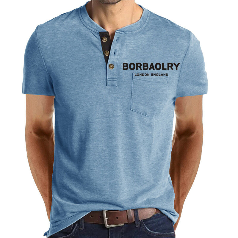 Camisetas de manga corta de venta caliente, camisetas casuales de algodón, camisetas personalizadas de secado rápido con 3 botones para hombre