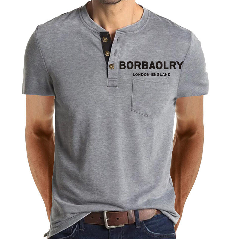 Camisetas de manga corta de venta caliente, camisetas casuales de algodón, camisetas personalizadas de secado rápido con 3 botones para hombre