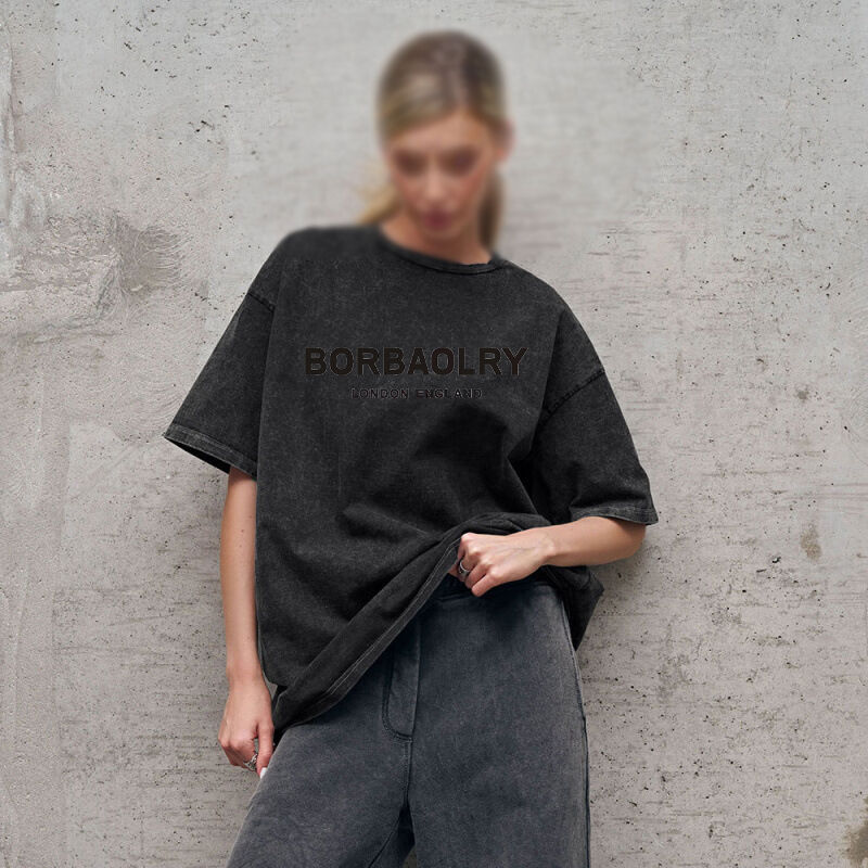 Camiseta de algodón de alta calidad de gran tamaño de época de color sólido Camiseta lavada de peso pesado Camiseta de época