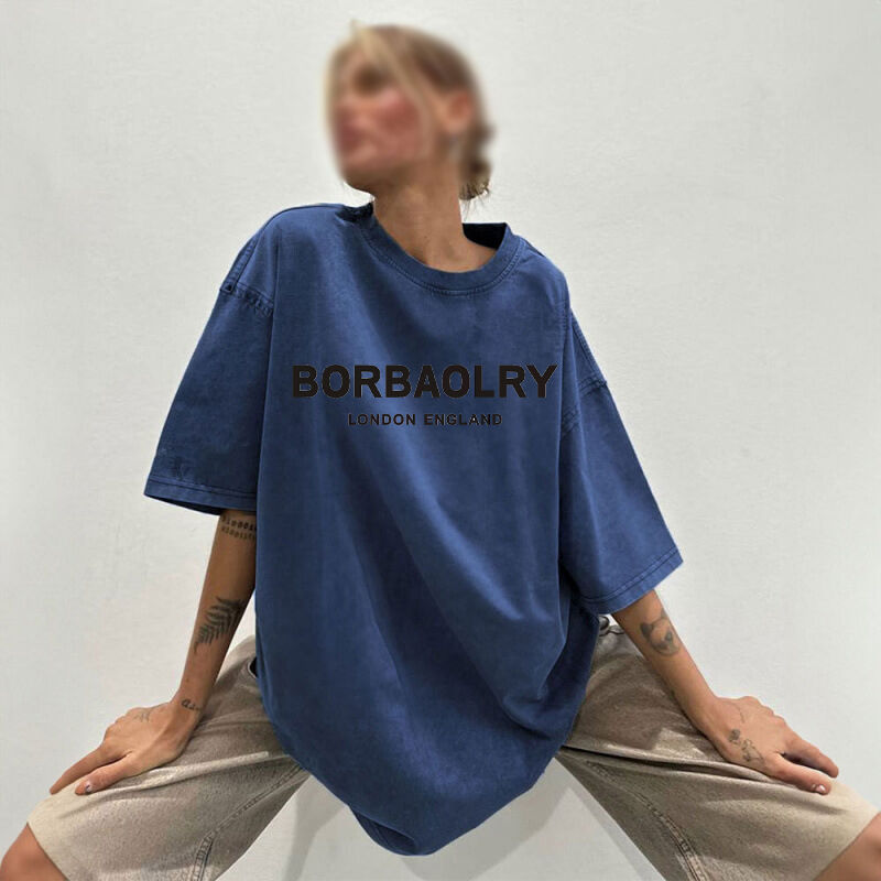 Camiseta de algodón de alta calidad de gran tamaño de época de color sólido Camiseta lavada de peso pesado Camiseta de época