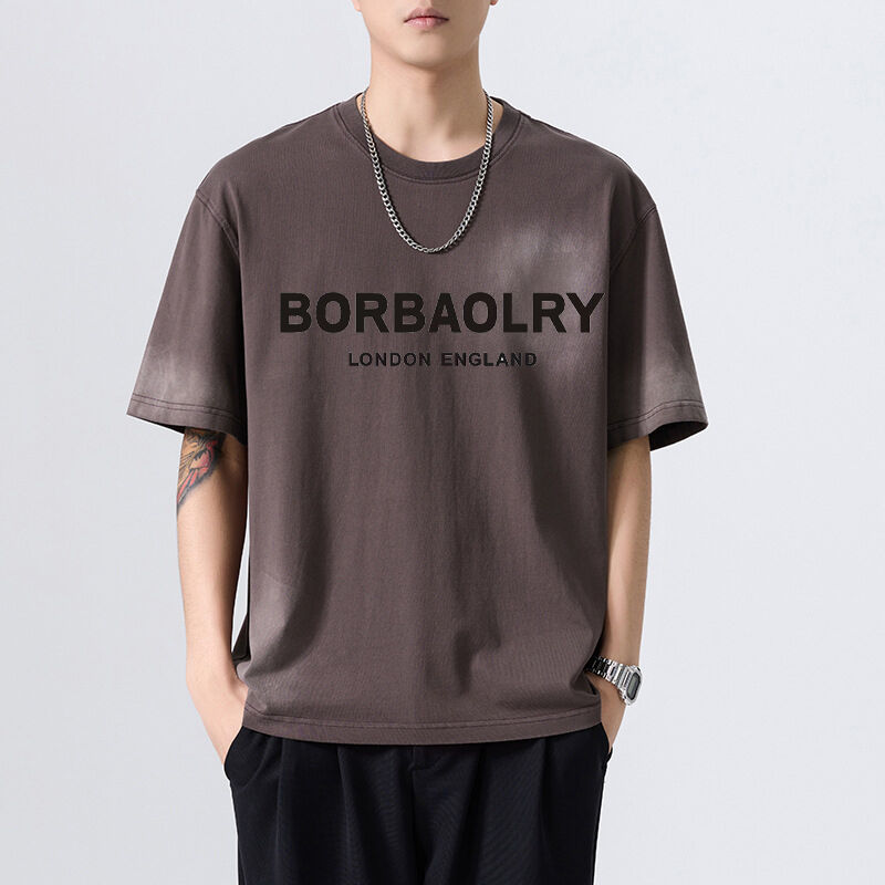 Camiseta Unisex de Algodón Oversize 280 Gsm Lavado Ácido Vintage Estampado DTG Personalizado Streetwear Pesado para Hombre Camiseta