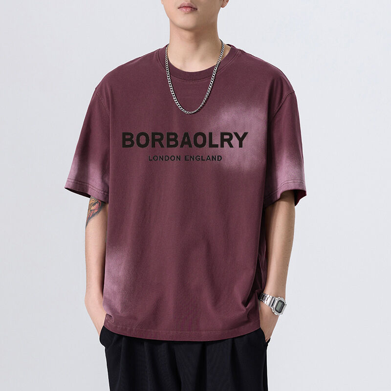 Camiseta Unisex de Algodón Oversize 280 Gsm Lavado Ácido Vintage Estampado DTG Personalizado Streetwear Pesado para Hombre Camiseta