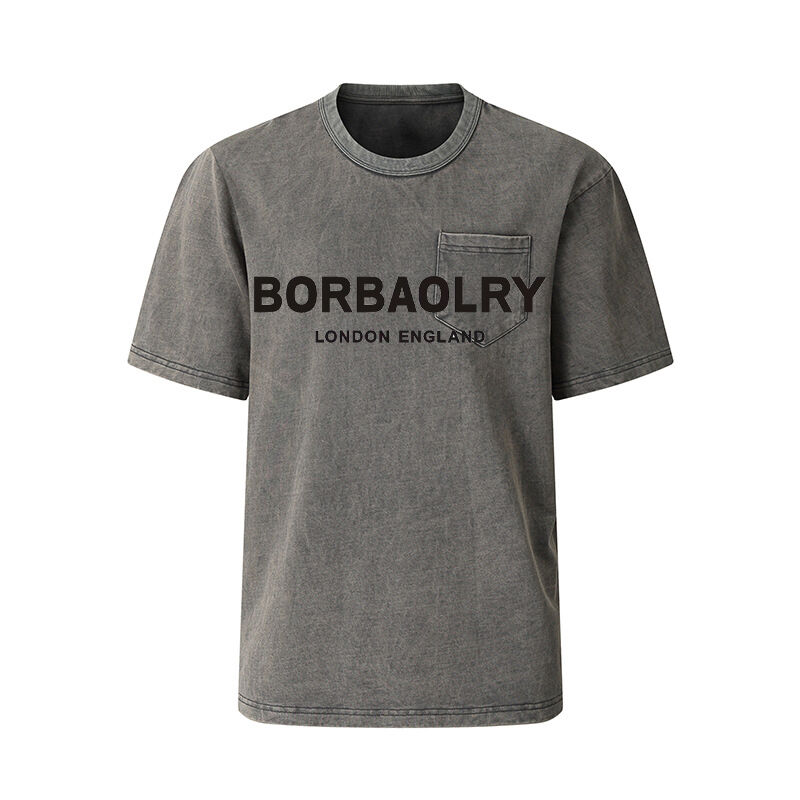 Venta al por mayor de camisetas unisex lavado vintage de impresión de verano de peso pesado negro camiseta de hombres de gran tamaño