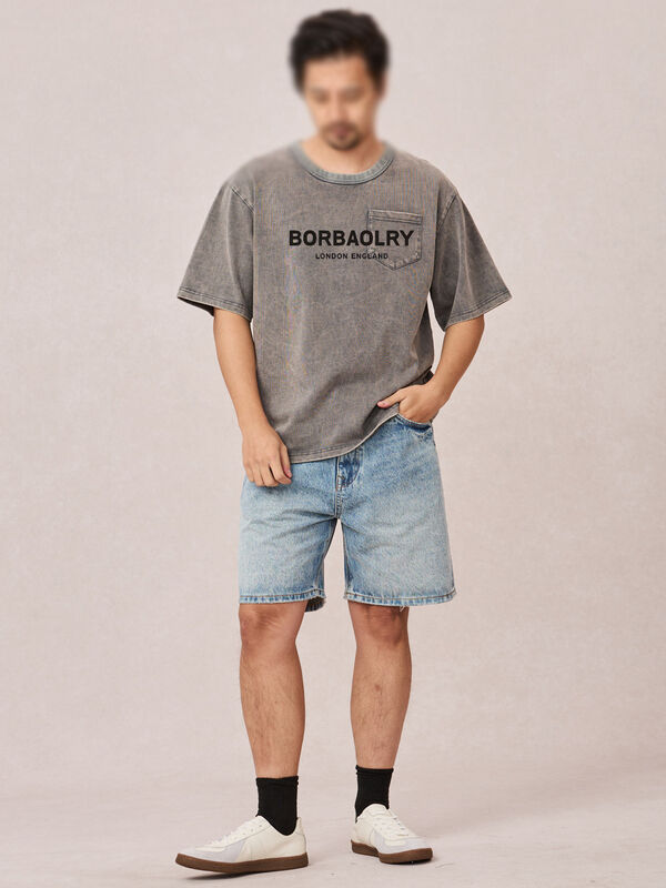 Venta al por mayor de camisetas unisex lavado vintage de impresión de verano de peso pesado negro camiseta de hombres de gran tamaño