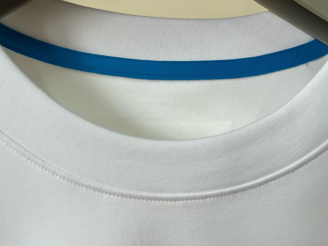 Camiseta Blanca para Hombre, Estampado de Letras Flock, Manga Corta Casual 100% Algodón Camiseta para Hombre