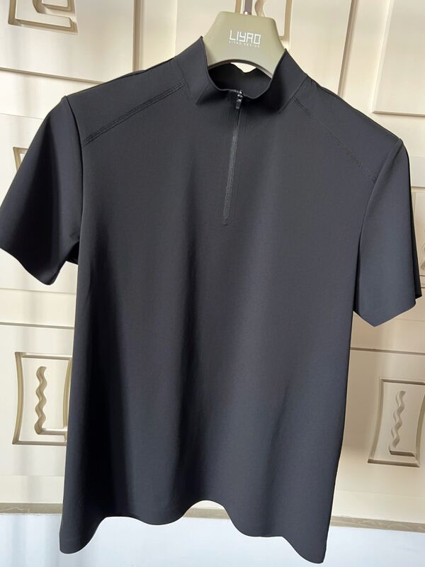 Hombres camisetas de cuello alto con manga corta de estiramiento rápido Tejido seco y transpirable para camisetas deportivas al aire libre
