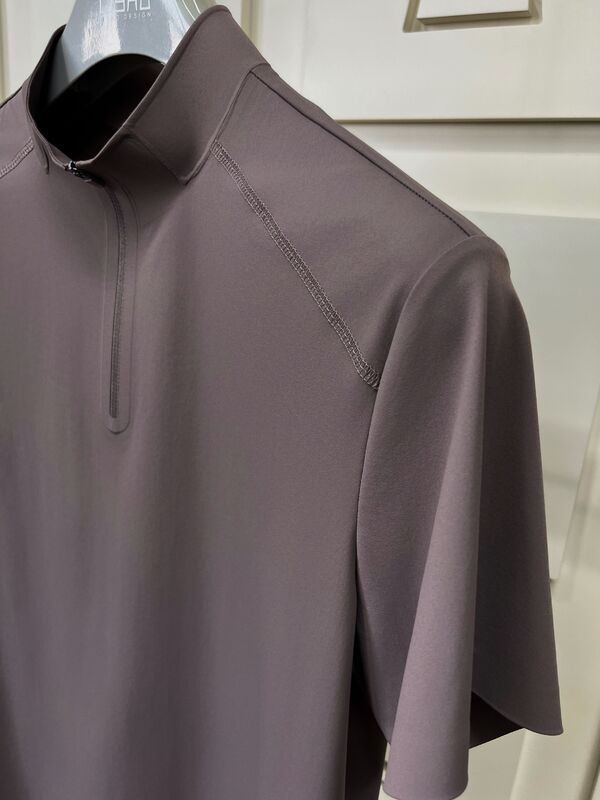 Hombres camisetas de cuello alto con manga corta de estiramiento rápido Tejido seco y transpirable para camisetas deportivas al aire libre