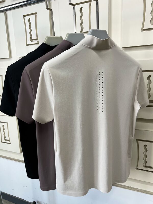 Hombres camisetas de cuello alto con manga corta de estiramiento rápido Tejido seco y transpirable para camisetas deportivas al aire libre