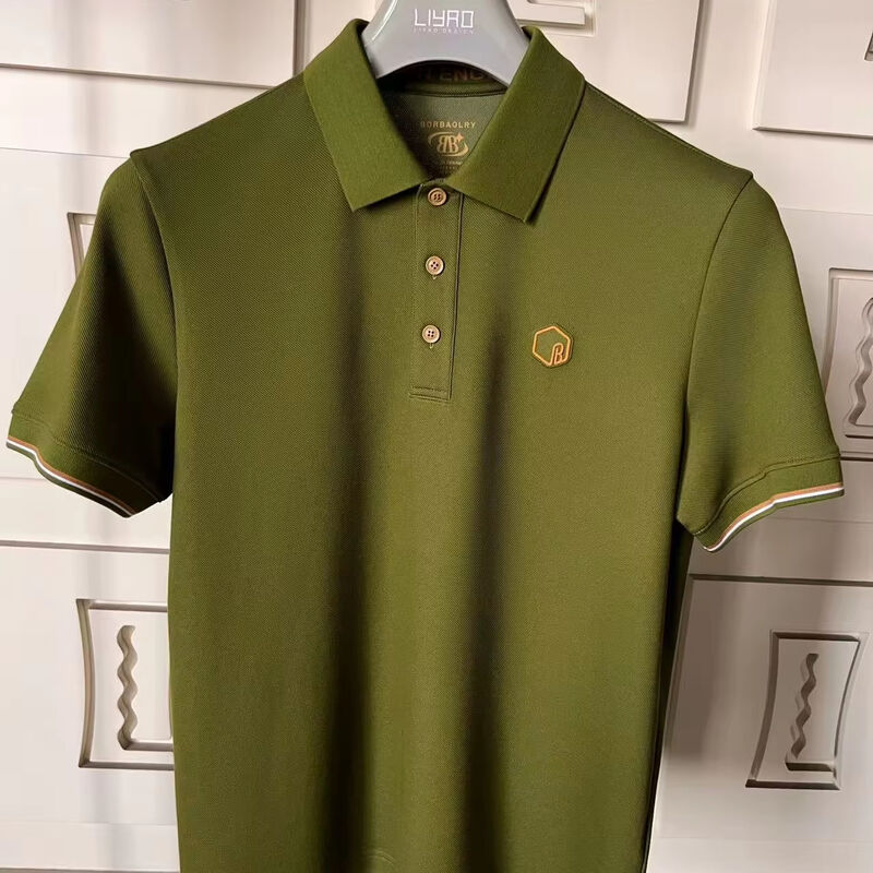 Camisetas de polo masculinas de primera calidad Collar clásico gama colorida exquisita detallado texturizado logotipo de silicona de alta calidad camiseta de polo masculino