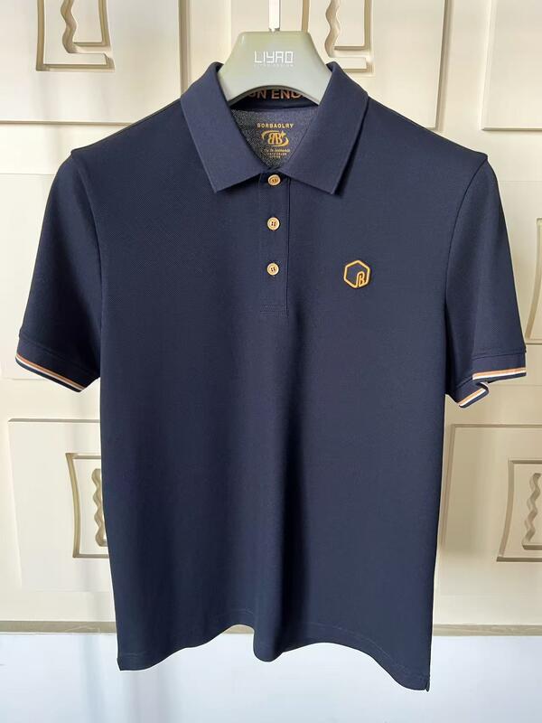 Camisetas de polo masculinas de primera calidad Collar clásico gama colorida exquisita detallado texturizado logotipo de silicona de alta calidad camiseta de polo masculino