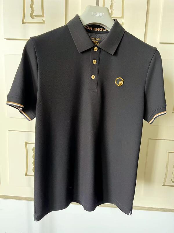 Camisetas de polo masculinas de primera calidad Collar clásico gama colorida exquisita detallado texturizado logotipo de silicona de alta calidad camiseta de polo masculino