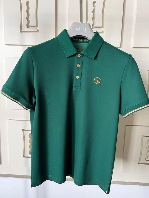 Camisetas de polo masculinas de primera calidad Collar clásico gama colorida exquisita detallado texturizado logotipo de silicona de alta calidad camiseta de polo masculino