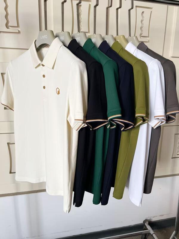 Camisetas de polo masculinas de primera calidad Collar clásico gama colorida exquisita detallado texturizado logotipo de silicona de alta calidad camiseta de polo masculino