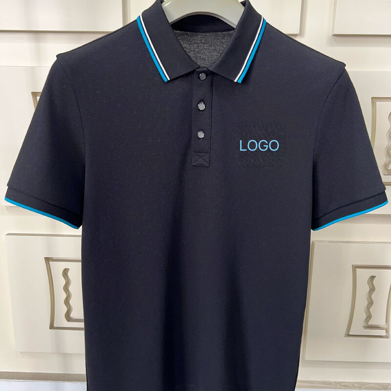 Camisas de polo masculinas con contraste y diseño texturizado 100% algodón piqué de alta calidad Camiseta de fábrica Camiseta de polo masculina
