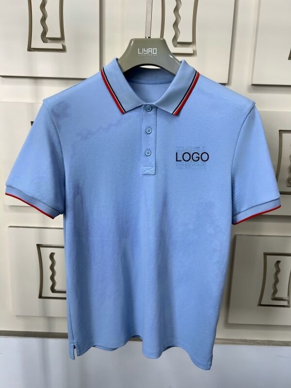 Camisas de polo masculinas con contraste y diseño texturizado 100% algodón piqué de alta calidad Camiseta de fábrica Camiseta de polo masculina
