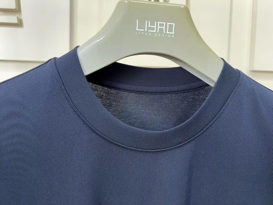 Colores sólidos de algodón para hombres Cuello corto de manga de algodón T-shirts fábrica ODM camiseta de manga corta para hombres