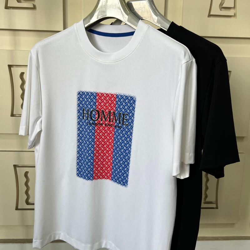 Camiseta de cuello redondo bordada | Camiseta de hombre de lujo con diseño de letras y patrón en 3D