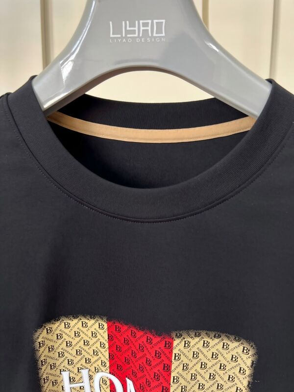 Camiseta de cuello redondo bordada | Camiseta de hombre de lujo con diseño de letras y patrón en 3D