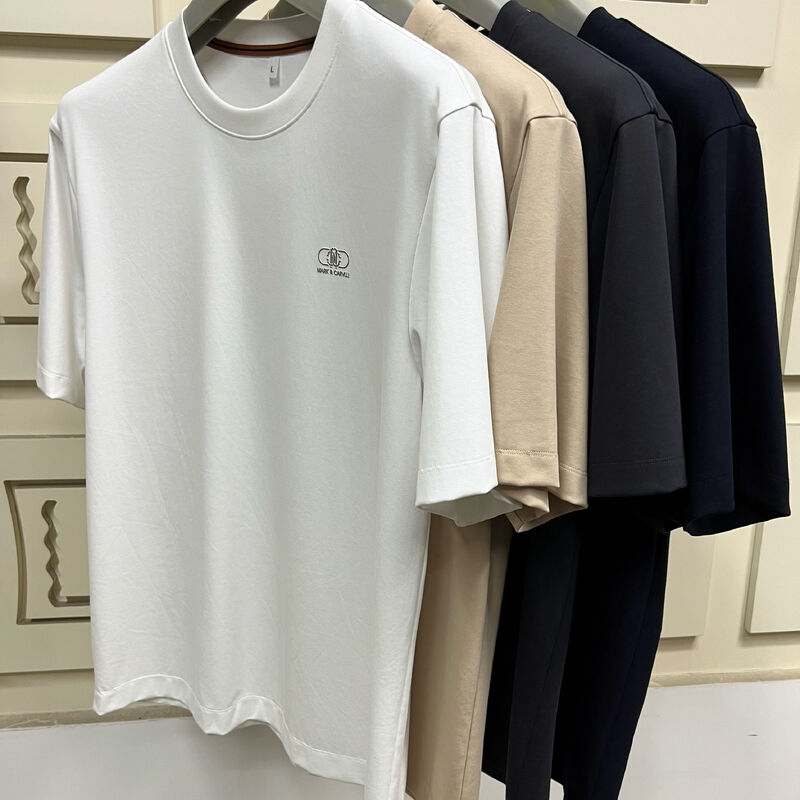 Impresión minimalista de camisetas de manga corta para hombres, de color sólido