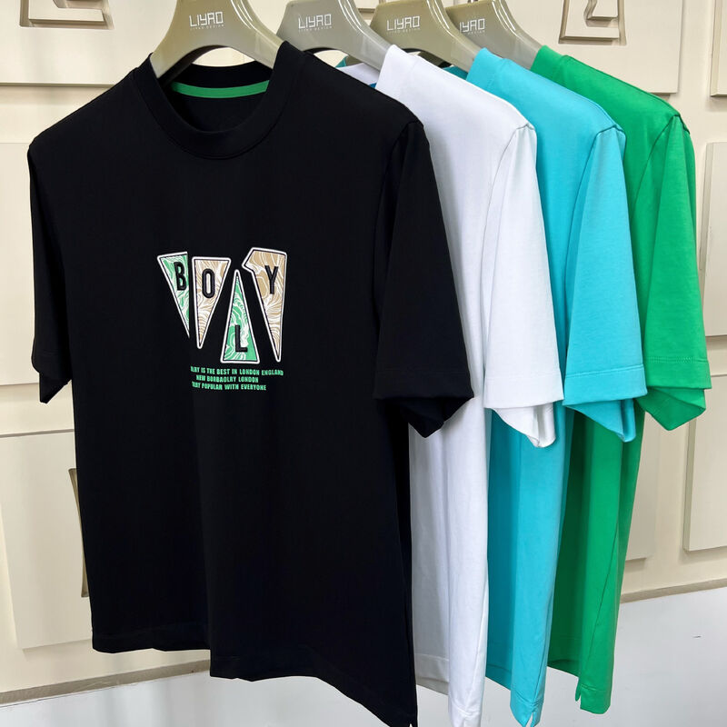 Camisetas de manga corta con cuello redondo para hombre, camisetas con estampado gráfico moderno y bordado, multicolor, informales, 100% algodón para hombre