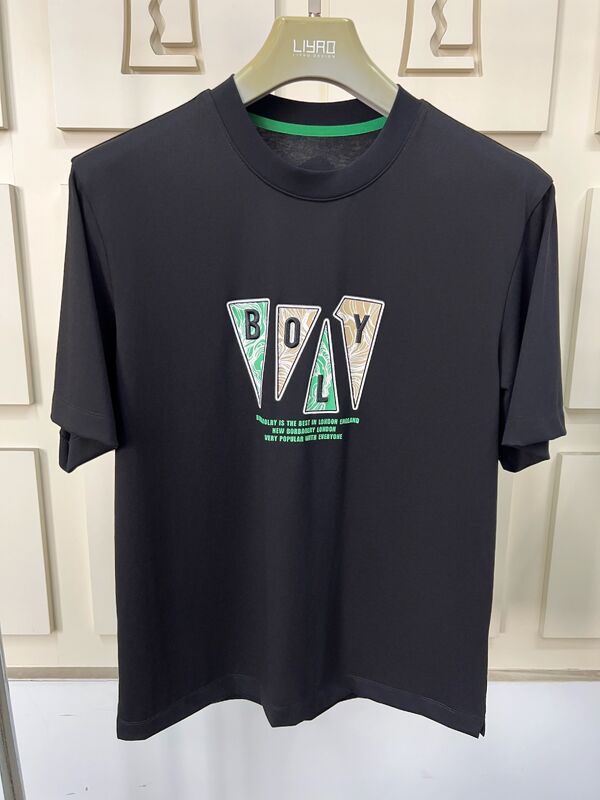 Camisetas de manga corta con cuello redondo para hombre, camisetas con estampado gráfico moderno y bordado, multicolor, informales, 100% algodón para hombre