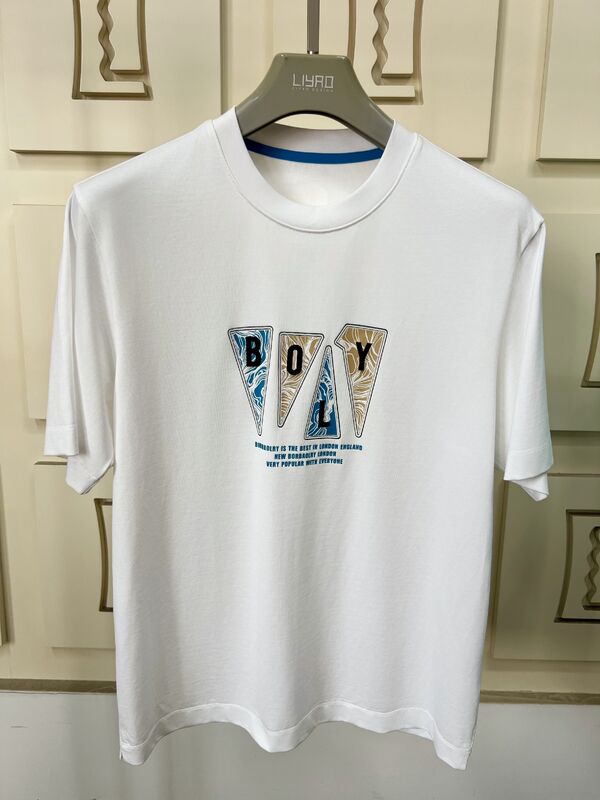 Camisetas de manga corta con cuello redondo para hombre, camisetas con estampado gráfico moderno y bordado, multicolor, informales, 100% algodón para hombre