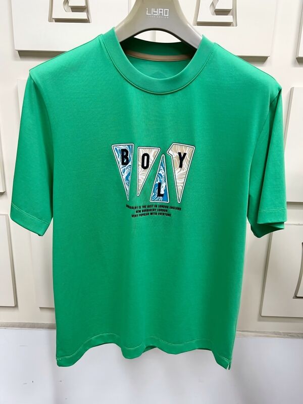 Camisetas de manga corta con cuello redondo para hombre, camisetas con estampado gráfico moderno y bordado, multicolor, informales, 100% algodón para hombre