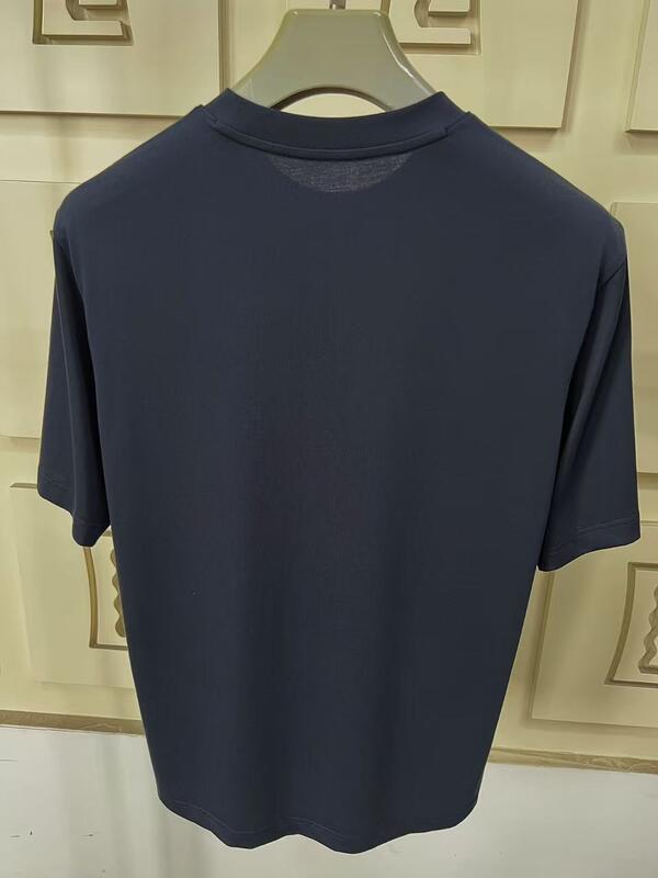 Camiseta deportiva rápida seca de tela de Sorona para hombres Camiseta de gimnasio transpirable con bordado personalizado e impresión de estilo sólido simple