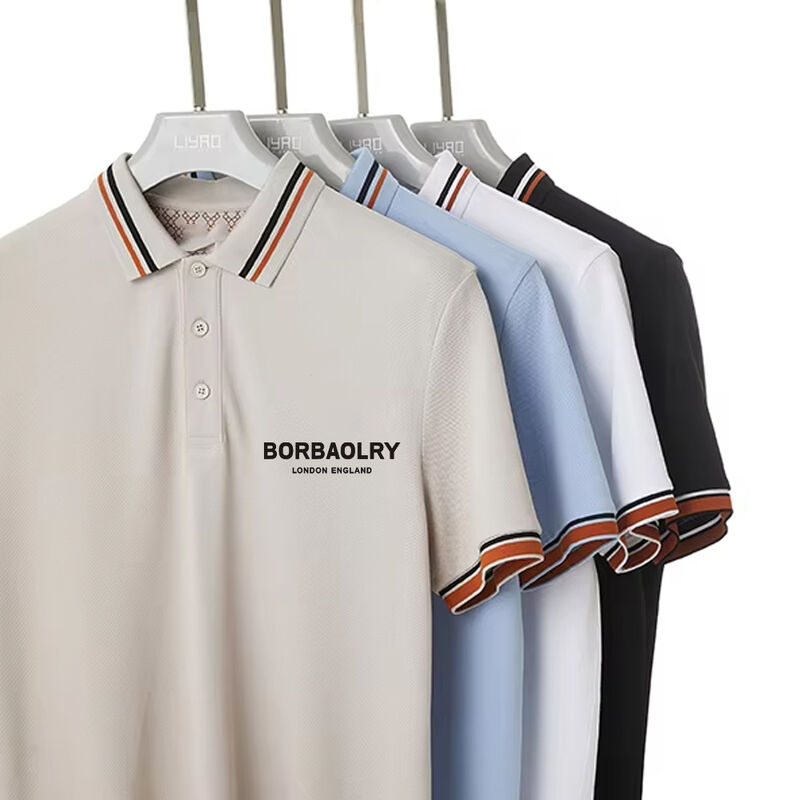 Tamaño de logotipo personalizado Tejido Seco Rayo Corto Manga Polo Camisetas Diseño Último para Hombres Impreso