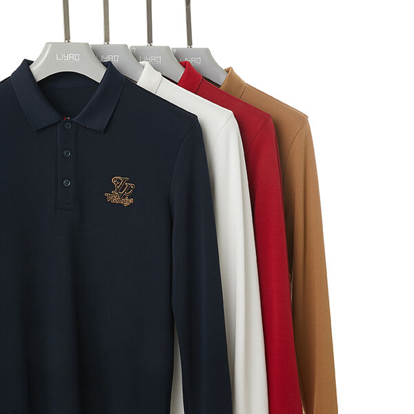 Camisa Polo de Diseñador Profesional para Hombre de Manga Larga Anti-arrugas de Alta Calidad para el Trabajo, Algodón Transpirable, Bordado Seco