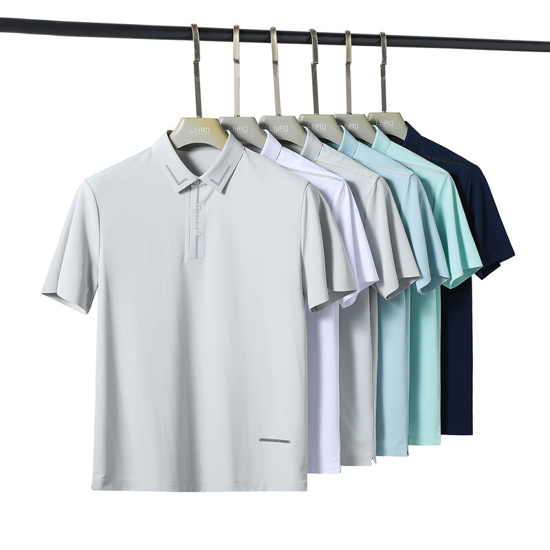 Diseño de logo personalizado, secado rápido y sin costuras, camiseta polo blanca y negra de alta calidad para hombre