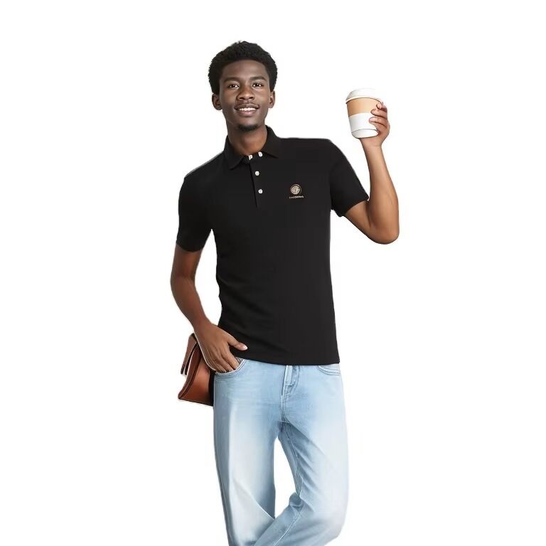 Nuevo diseño mayorista personalizado secos rápidos respiradores de algodón negro camisetas de polo de hombre