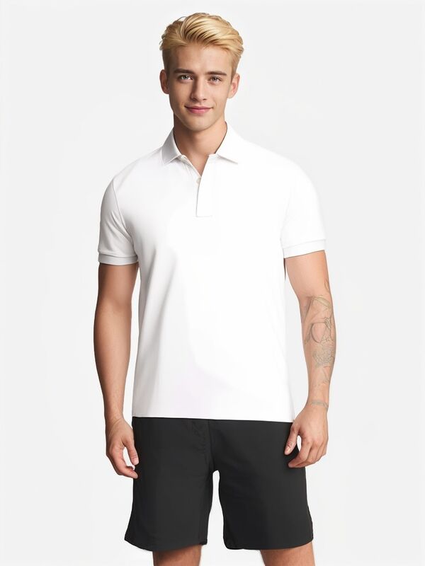 Trabajo de color sólido de alta calidad de hombres con botón de manga corta camisetas de polo de golf de talla más sencilla camisa casual cómoda