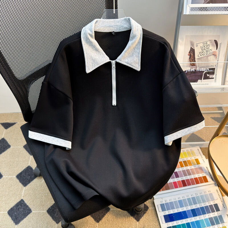 Vestidos para hombres de alta calidad mayorista camisa con cremallera de gran tamaño fabricante camisas en blanco de manga corta para hombres