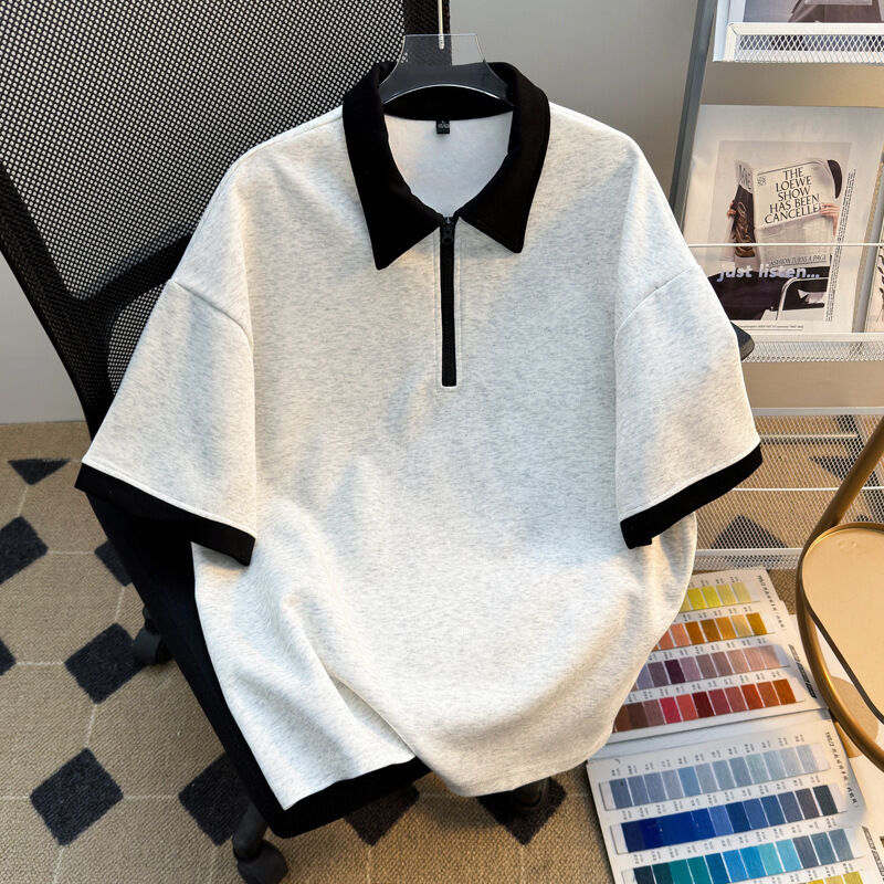 Vestidos para hombres de alta calidad mayorista camisa con cremallera de gran tamaño fabricante camisas en blanco de manga corta para hombres