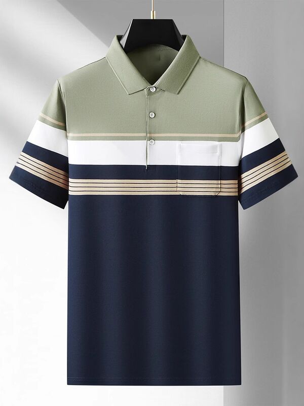 Camiseta de negocios de manga corta de verano camiseta de hombres con solapa delgada Tendencia informal de negocios