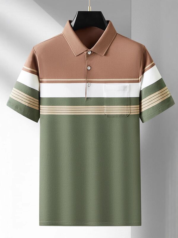 Camiseta de negocios de manga corta de verano camiseta de hombres con solapa delgada Tendencia informal de negocios