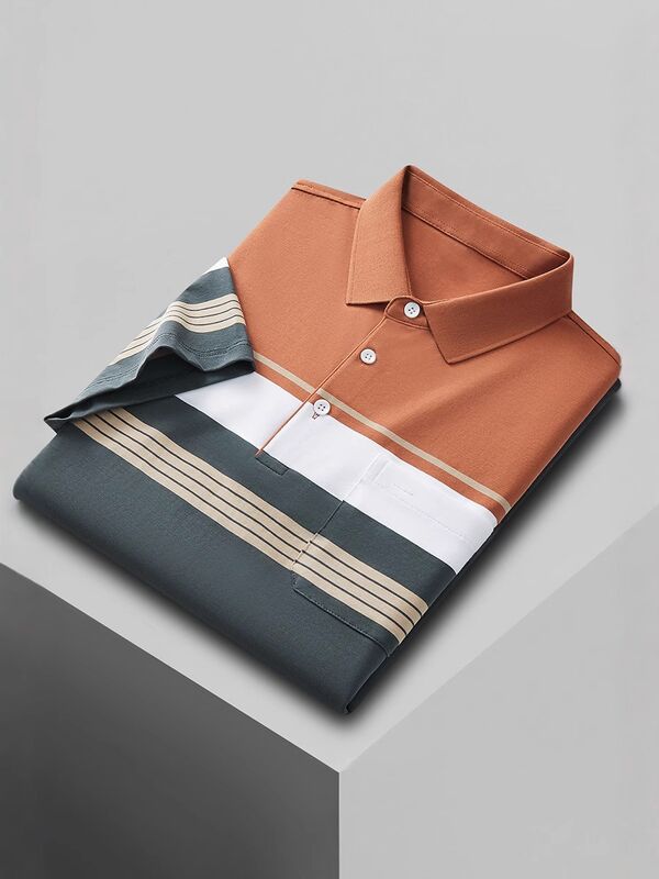 Camiseta de negocios de manga corta de verano camiseta de hombres con solapa delgada Tendencia informal de negocios