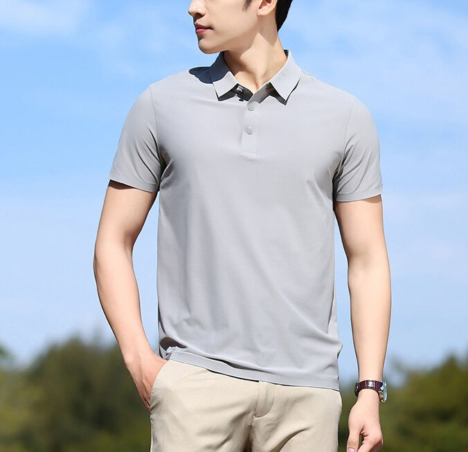 Camisa Polo de Manga Corta con Cuello Turn-Down de Seda Helada Estilo Coreano para Hombre, Estilo de Celebridad de Internet de Pareja de Moda