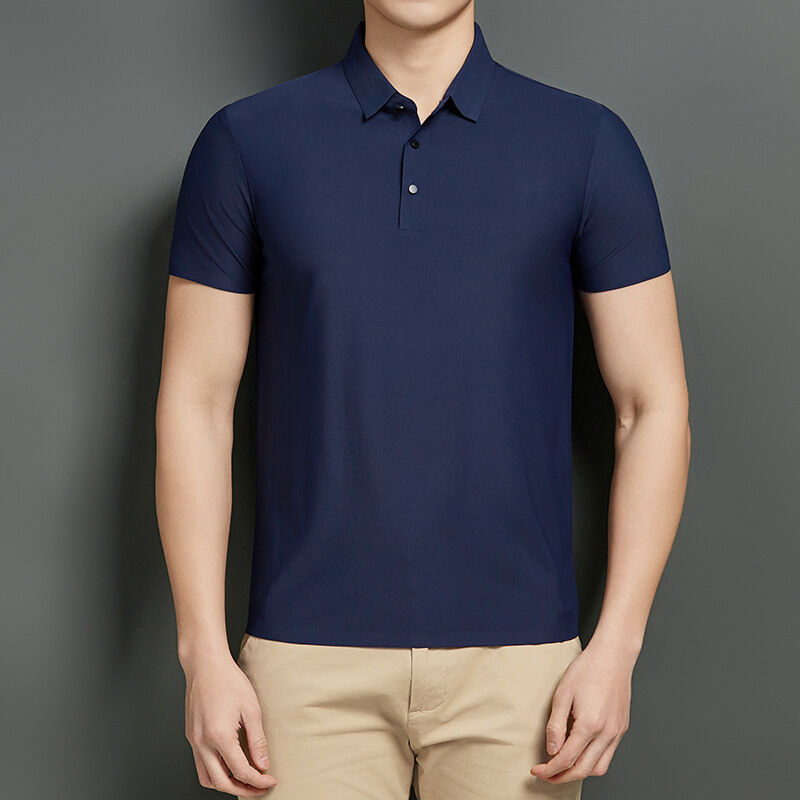 Camisa Polo de Manga Corta con Cuello Turn-Down de Seda Helada Estilo Coreano para Hombre, Estilo de Celebridad de Internet de Pareja de Moda