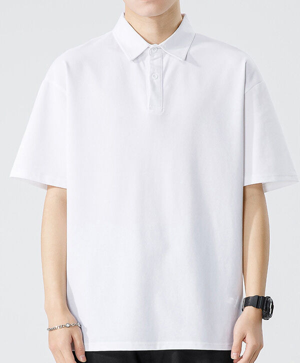 Estilo masculino de Hong Kong Verano Peso pesado Antimicrobiano Frío Sentimiento Color sólido Camiseta de polo sencilla corta