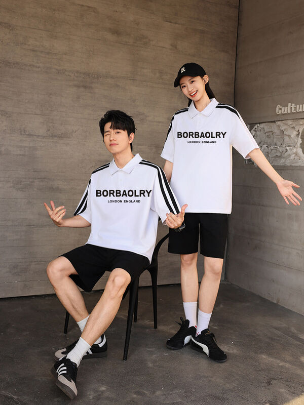 Camiseta de hombre de verano con manga corta para camiseta de polo Collar estilo americano de la calle media camiseta con manga elegante letra de punto