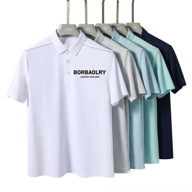 Polo de negocios de manga corta de verano para hombre, camiseta fina con solapa, tendencia informal de negocios de media manga
