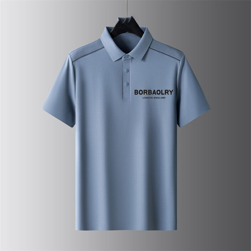 Polo de negocios de manga corta de verano para hombre, camiseta fina con solapa, tendencia informal de negocios de media manga