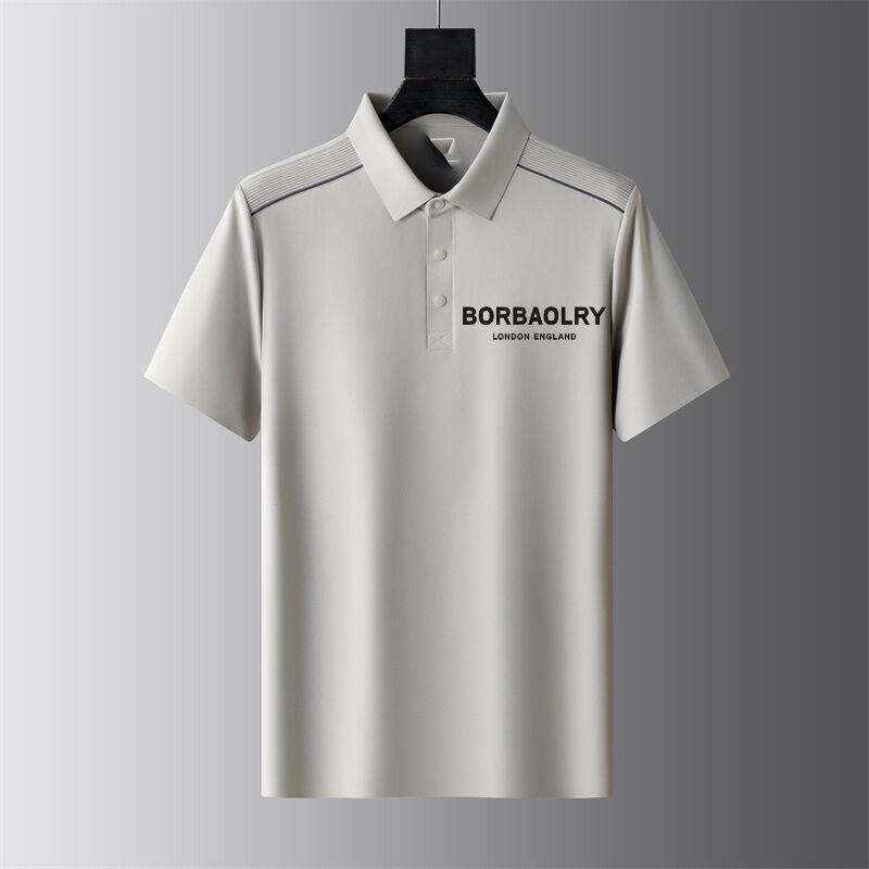 Polo de negocios de manga corta de verano para hombre, camiseta fina con solapa, tendencia informal de negocios de media manga